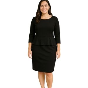 Talbots Peplum Waist Black Career Dress Size 12
